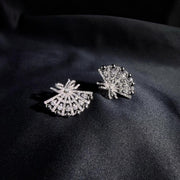 Natural White Diamond Fan Earrings 0.70ct,18K white Gold